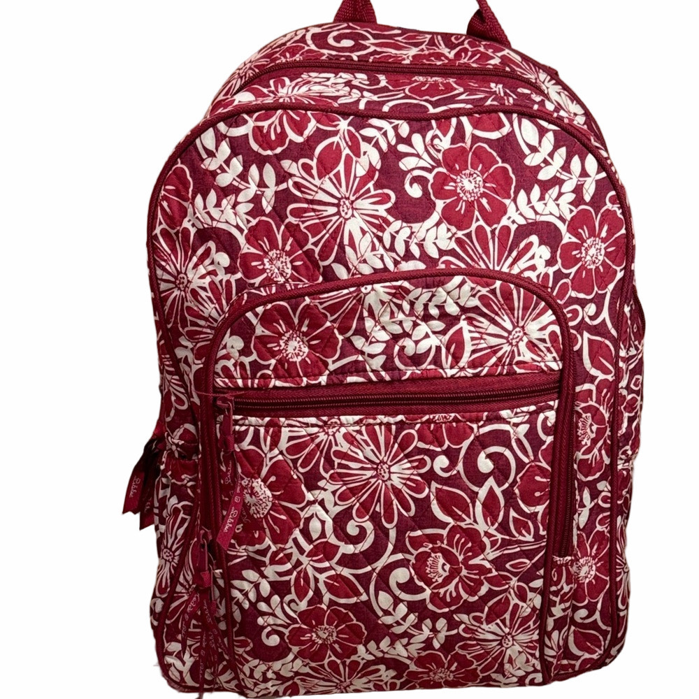 Floral Print Backpack Red White